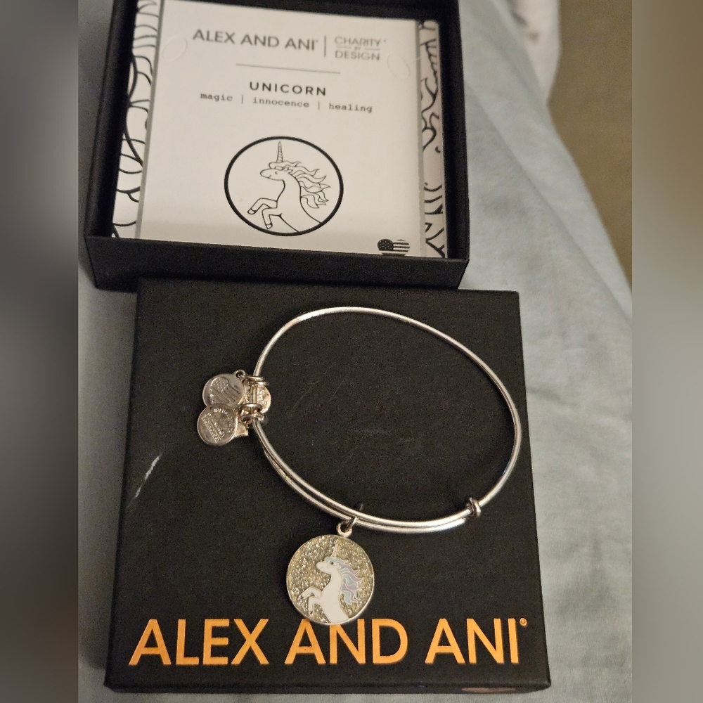 Alex and Ani Silver Unicorn Charm Bracelet